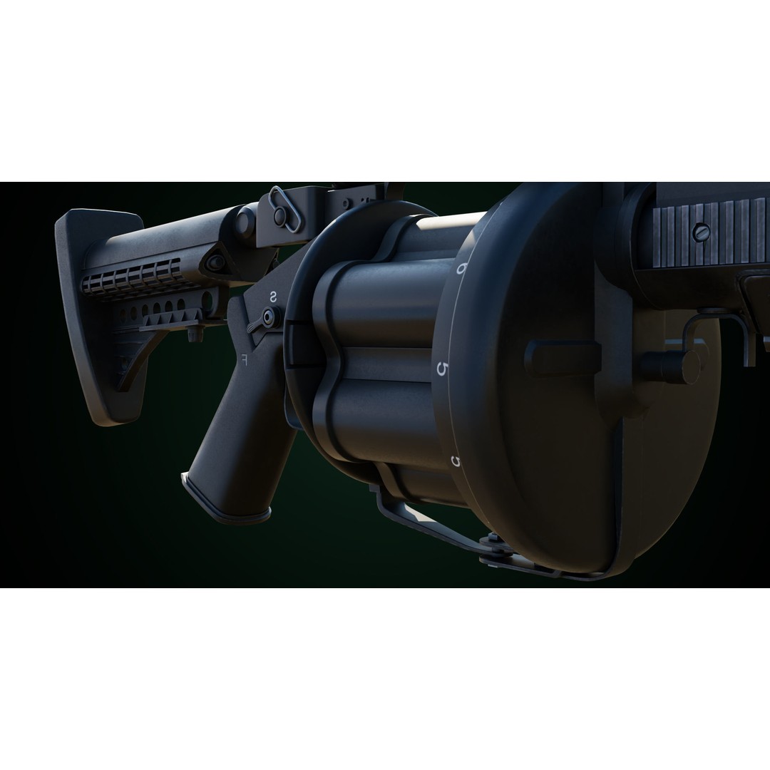 Grenade Launcher 3D Model – Low Poly Game Asset, PBR Textures, FBX - View 22