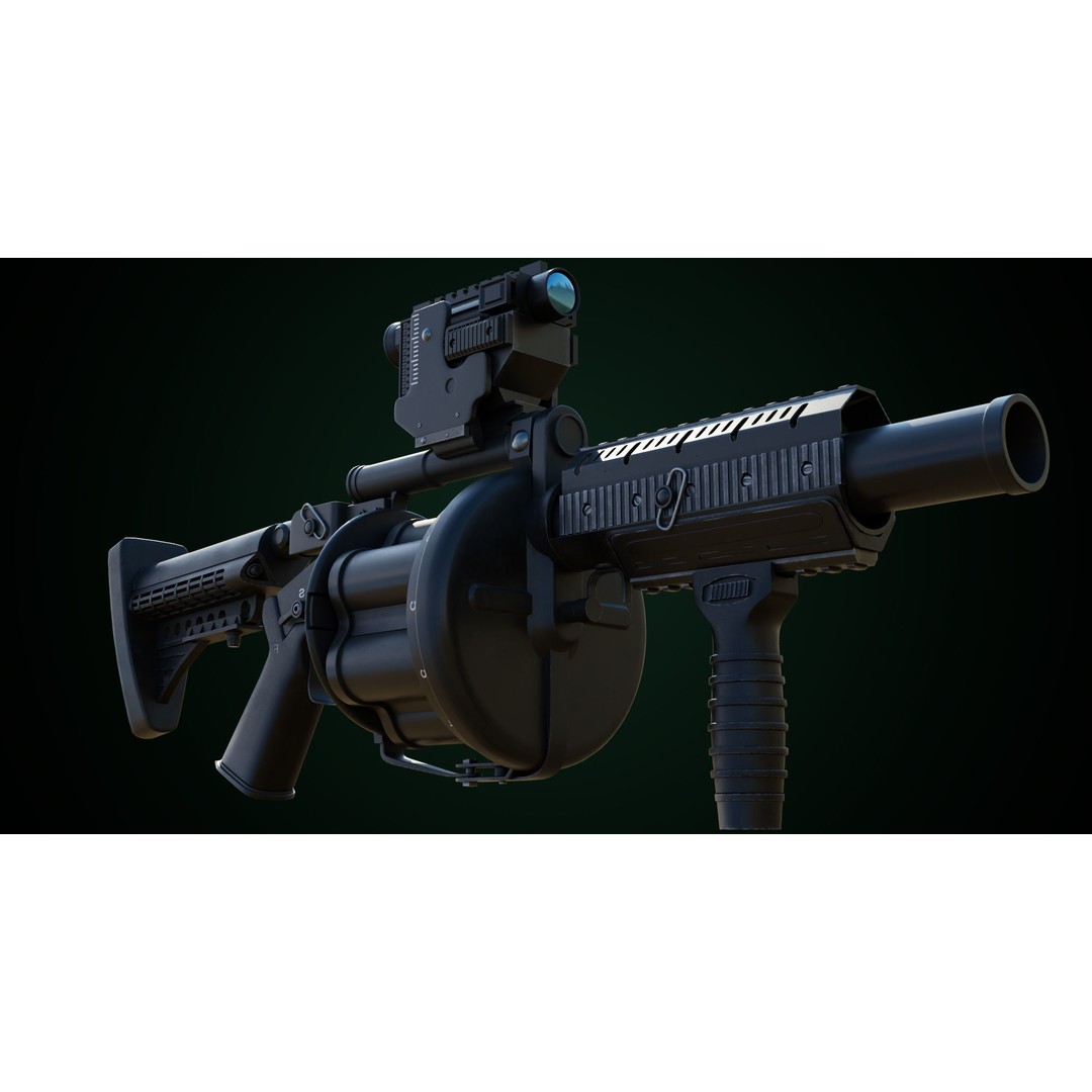 Grenade Launcher 3D Model – Low Poly Game Asset, PBR Textures, FBX - View 23
