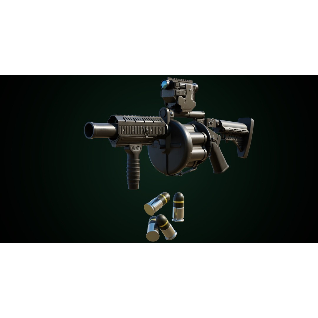 Grenade Launcher 3D Model – Low Poly Game Asset, PBR Textures, FBX - View 24