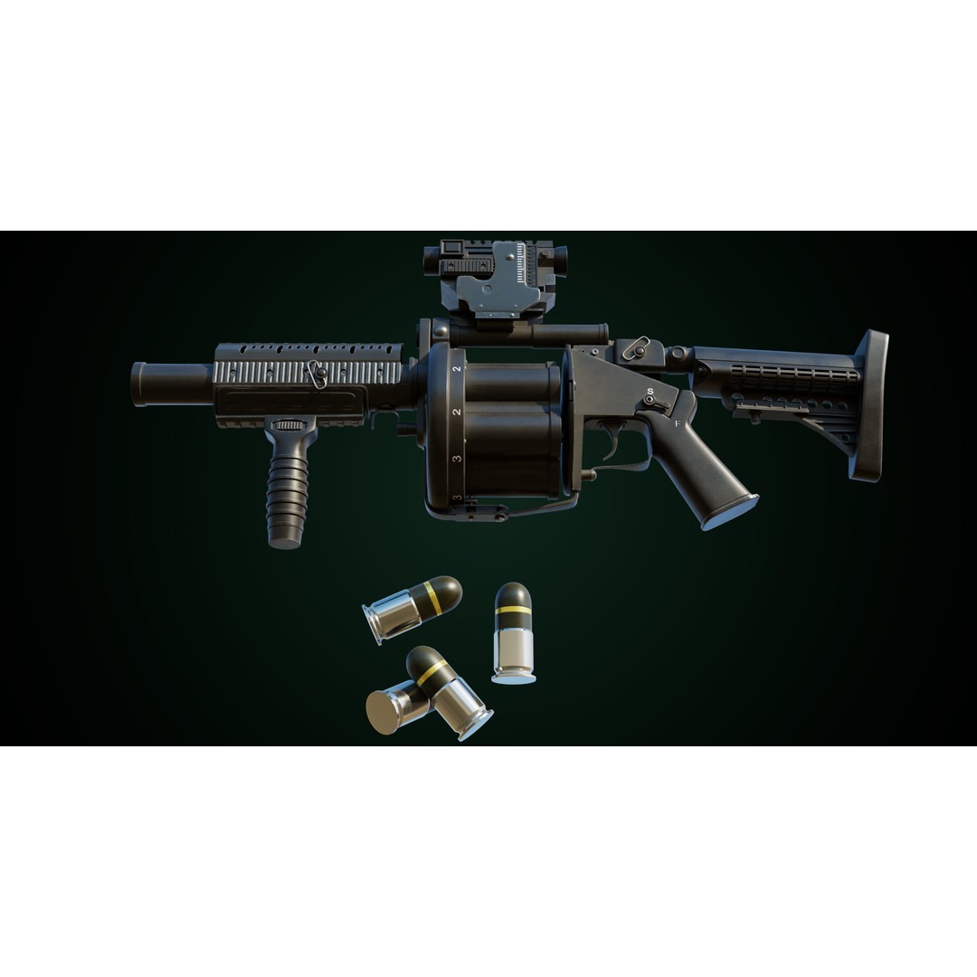 Grenade Launcher 3D Model – Low Poly Game Asset, PBR Textures, FBX - View 27