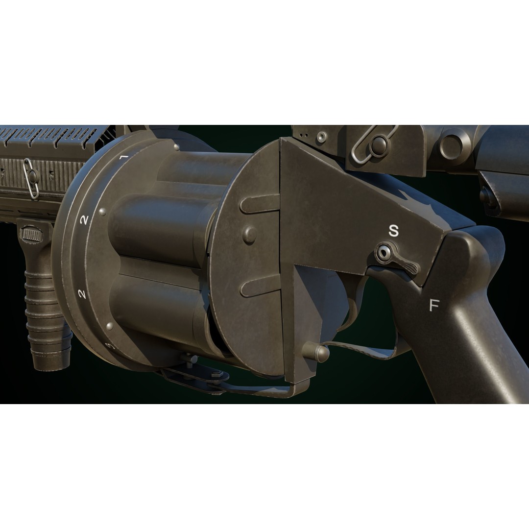 Grenade Launcher 3D Model – Low Poly Game Asset, PBR Textures, FBX - View 28