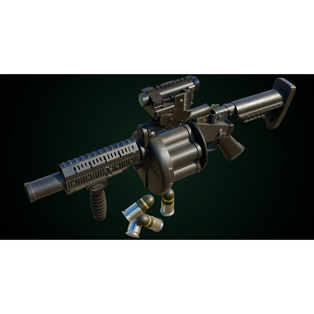 Grenade Launcher 3D Model – Low Poly Game Asset, PBR Textures, FBX - View 29