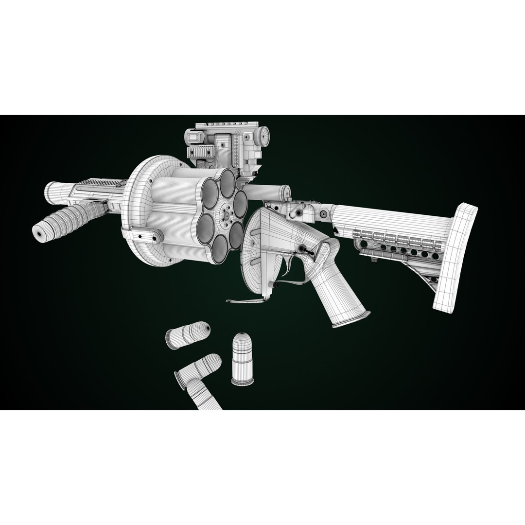 Grenade Launcher 3D Model – Low Poly Game Asset, PBR Textures, FBX - View 30