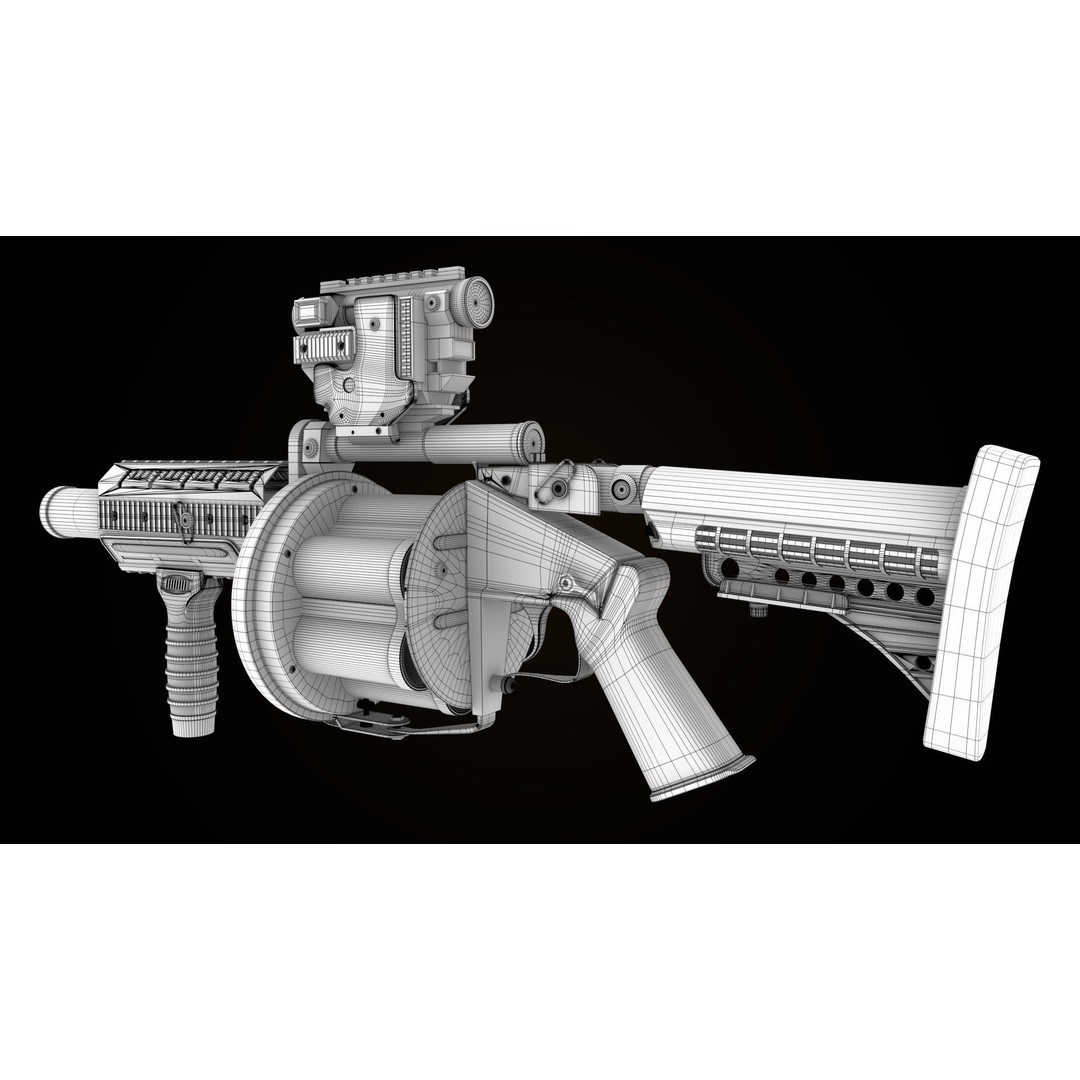 Grenade Launcher 3D Model – Low Poly Game Asset, PBR Textures, FBX - View 39