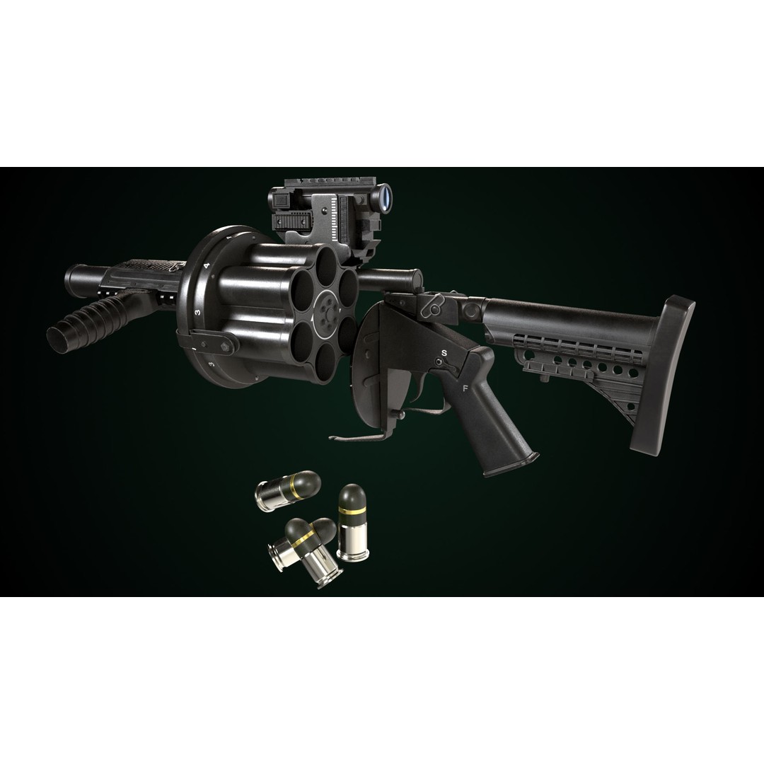 Grenade Launcher 3D Model – Low Poly Game Asset, PBR Textures, FBX - View 4