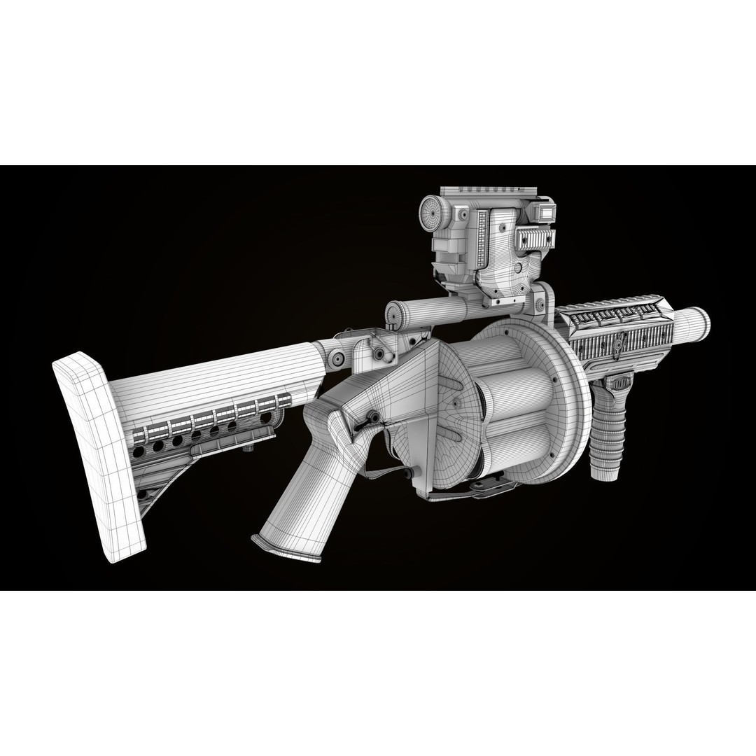 Grenade Launcher 3D Model – Low Poly Game Asset, PBR Textures, FBX - View 44