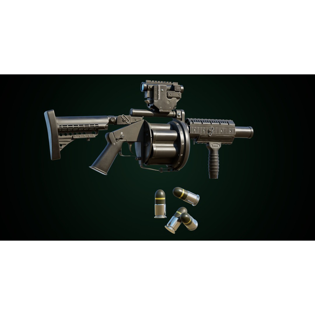 Grenade Launcher 3D Model – Low Poly Game Asset, PBR Textures, FBX - View 5
