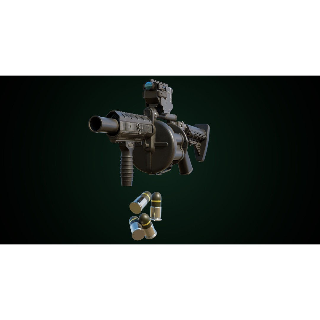Grenade Launcher 3D Model – Low Poly Game Asset, PBR Textures, FBX - View 7