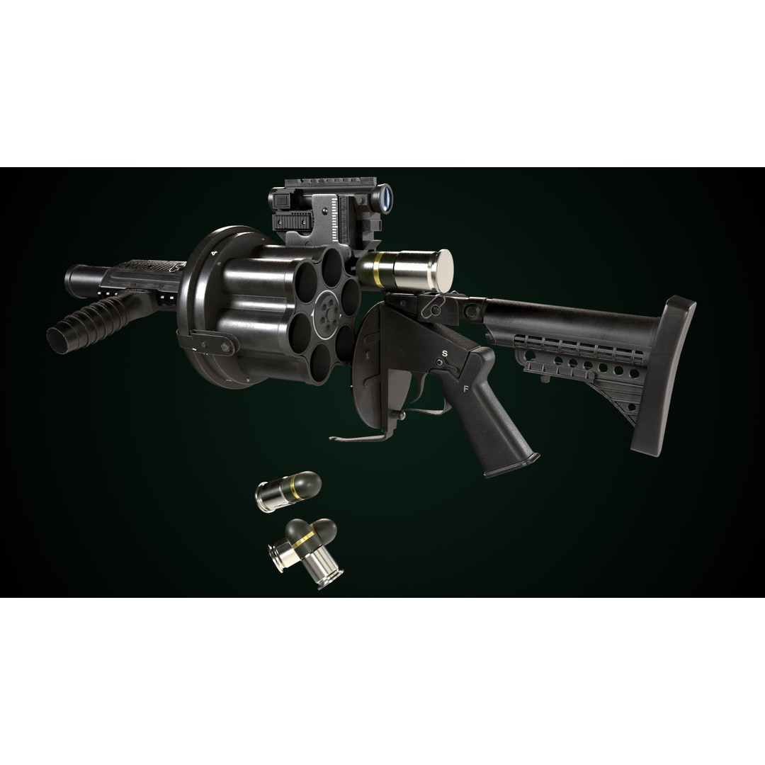 Grenade Launcher 3D Model – Low Poly Game Asset, PBR Textures, FBX - View 8