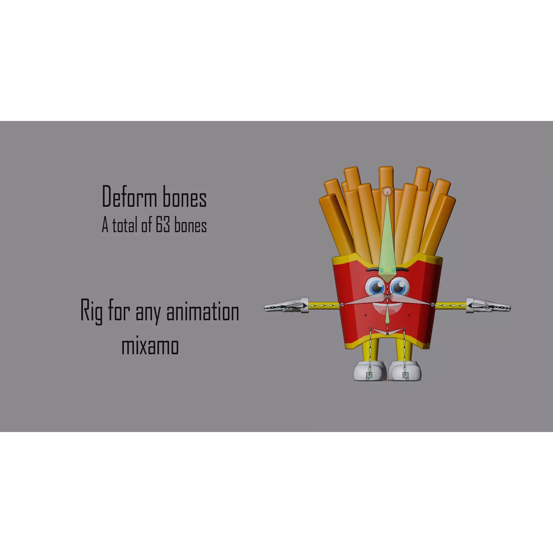 Cartoon Characters Snacks - Low-Poly Game-Ready 3D Model - View 9