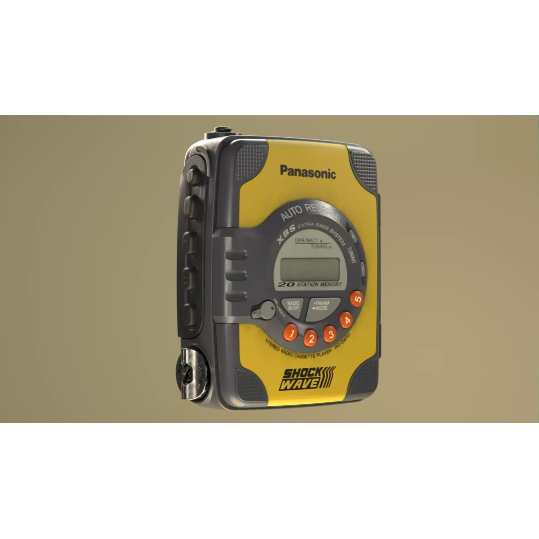 Panasonic Walkman RQ-SW10 3D Model – Low Poly Retro Audio Asset, FBX - View 7