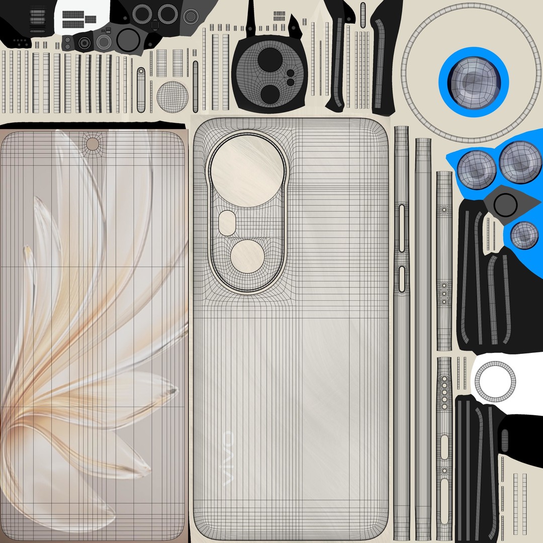 Vivo S20 Pro Gold 3D Model – High Poly Game-Ready Asset, FBX, OBJ - View 12