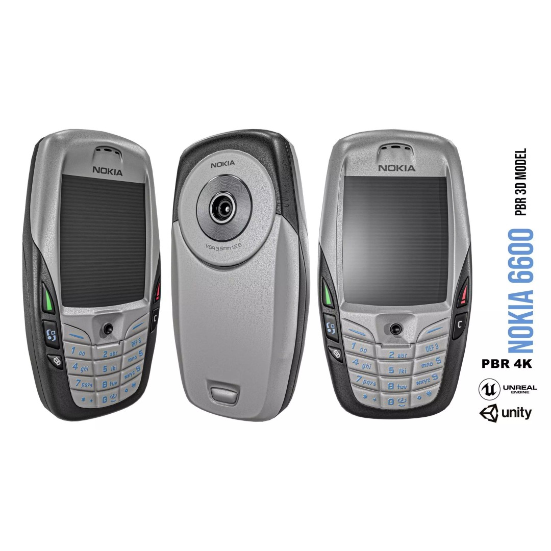 Nokia 6600 Phone 3D Model – Low Poly PBR Game Asset, FBX & Blender - View 2