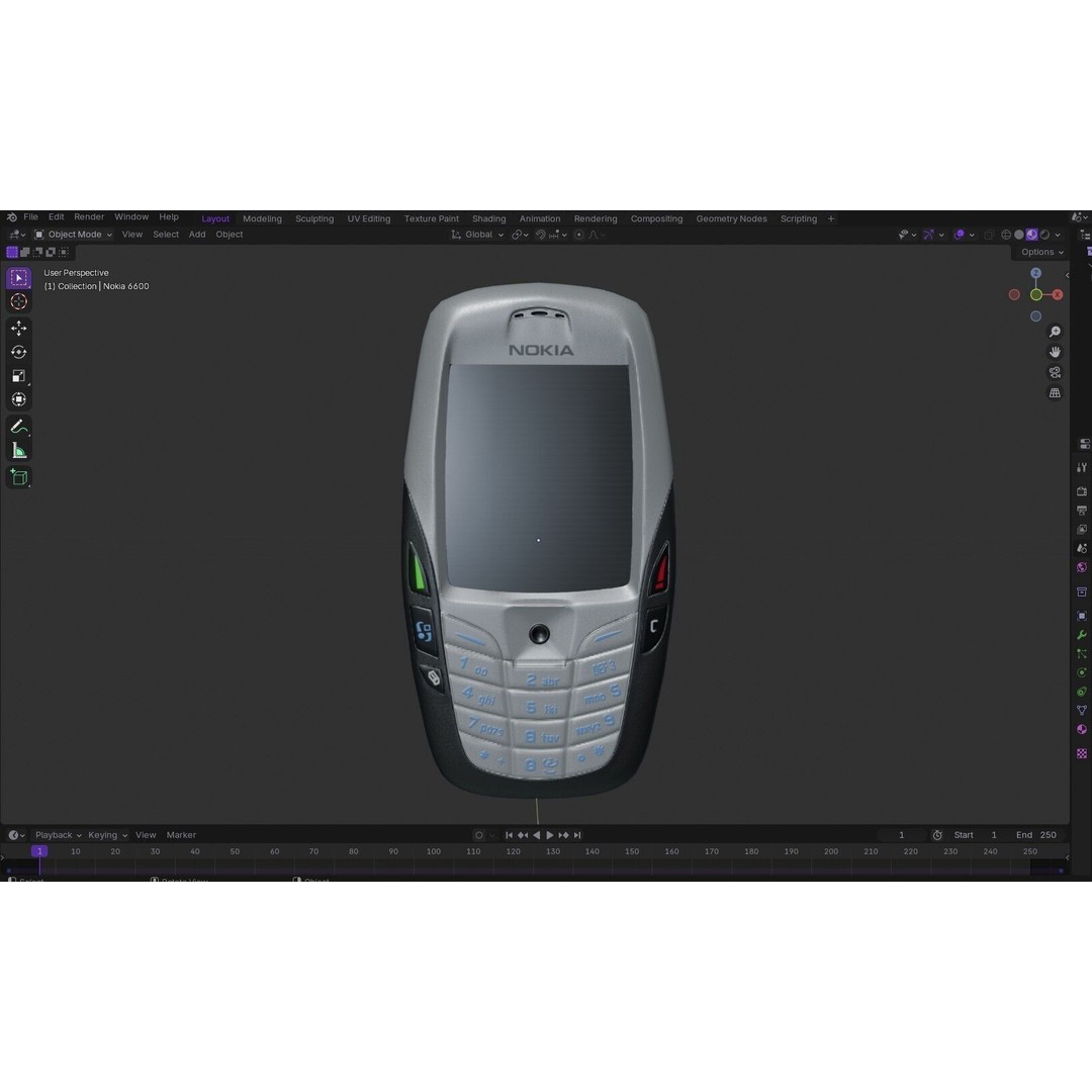 Nokia 6600 Phone 3D Model – Low Poly PBR Game Asset, FBX & Blender - View 22