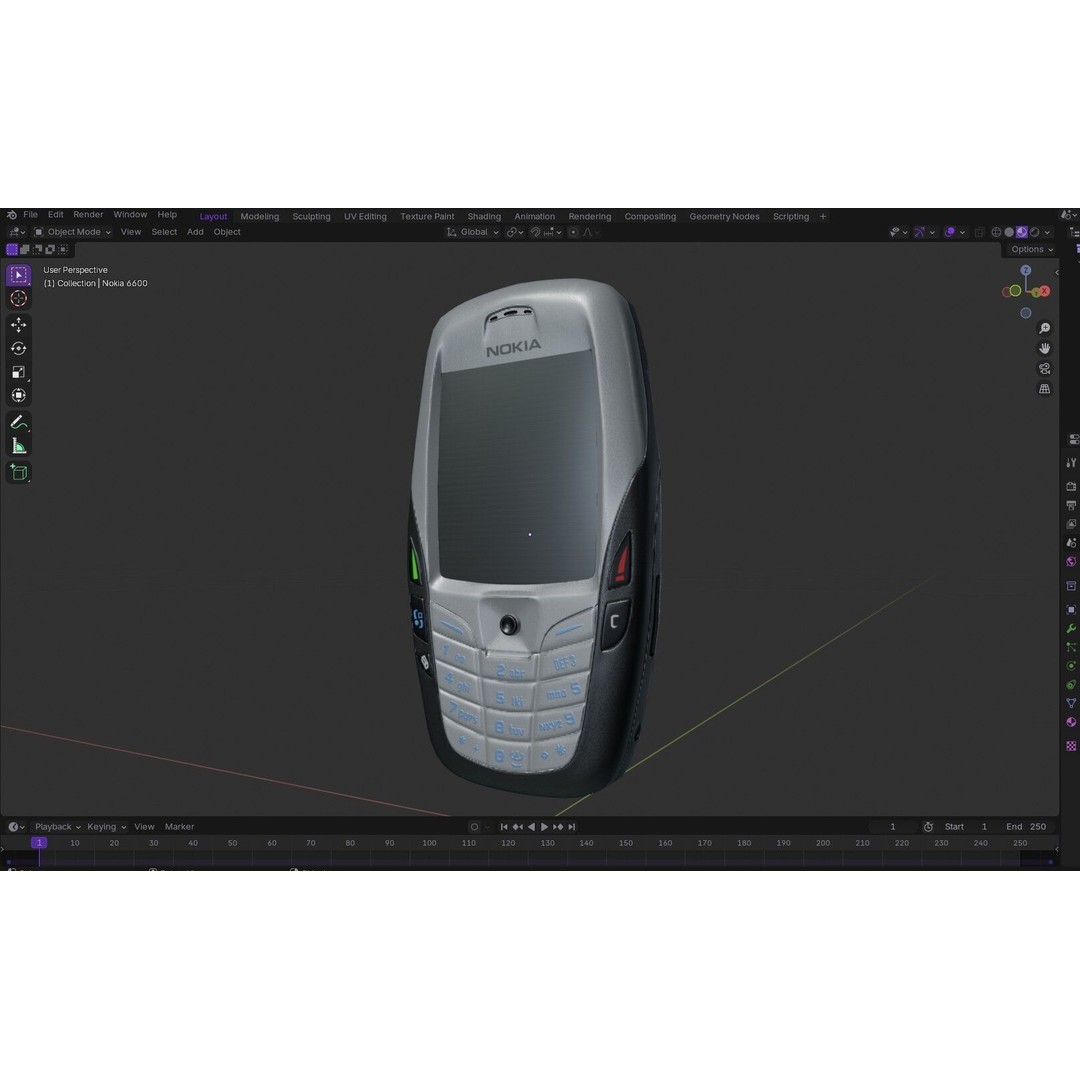 Nokia 6600 Phone 3D Model – Low Poly PBR Game Asset, FBX & Blender - View 24