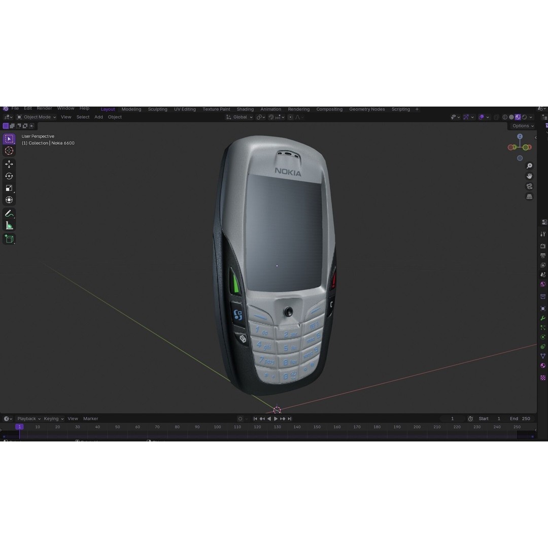 Nokia 6600 Phone 3D Model – Low Poly PBR Game Asset, FBX & Blender - View 25