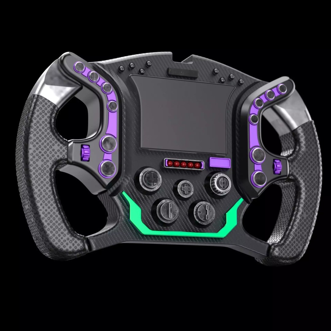 Racing Steering Wheel 3D Model – Modern Design, PBR Textures, FBX