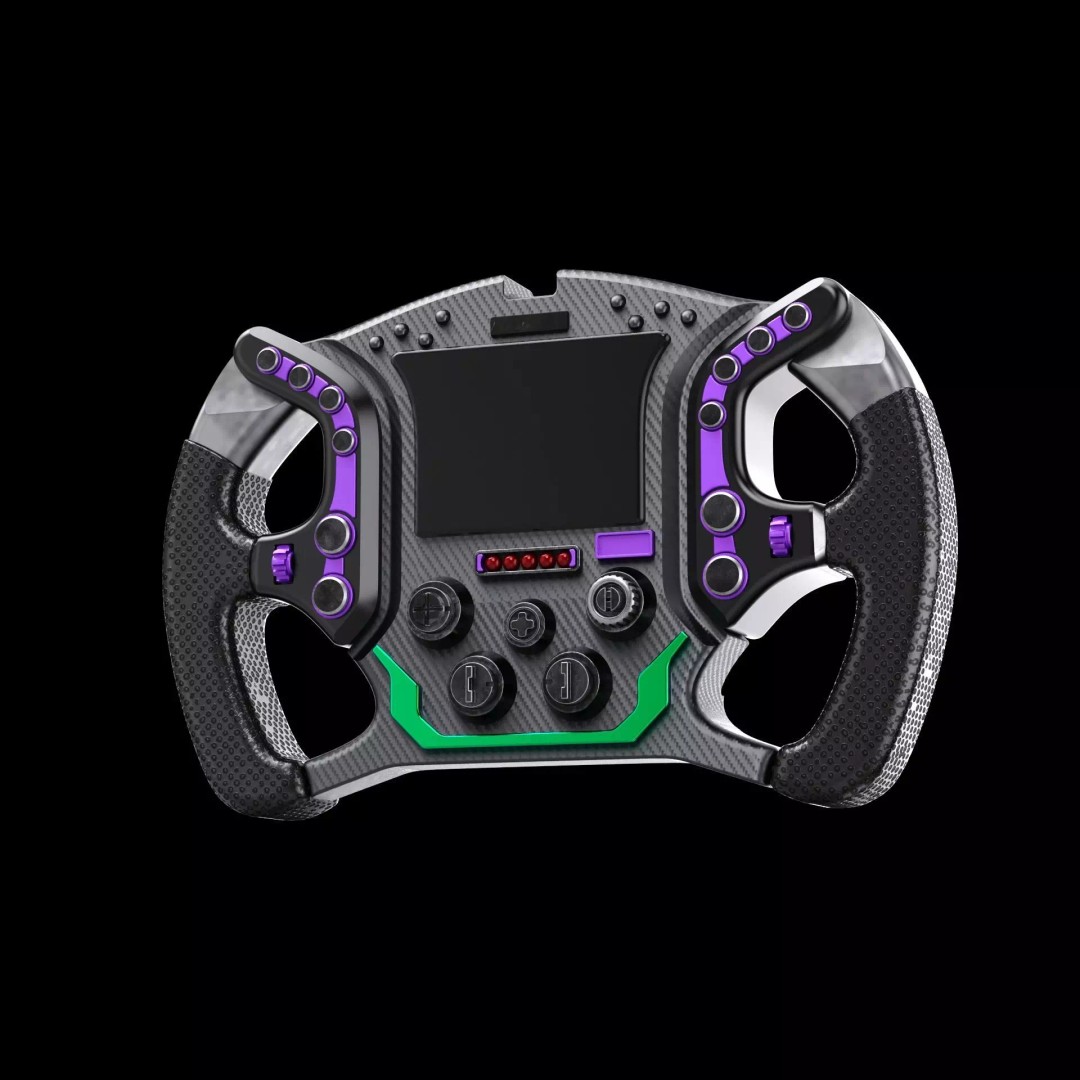 Racing Steering Wheel 3D Model – Modern Design, PBR Textures, FBX - View 2
