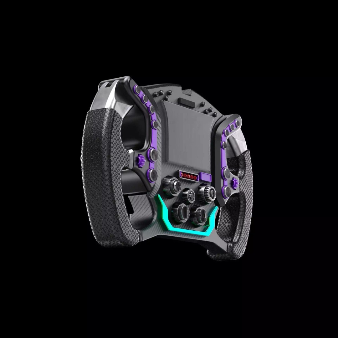 Racing Steering Wheel 3D Model – Modern Design, PBR Textures, FBX - View 3
