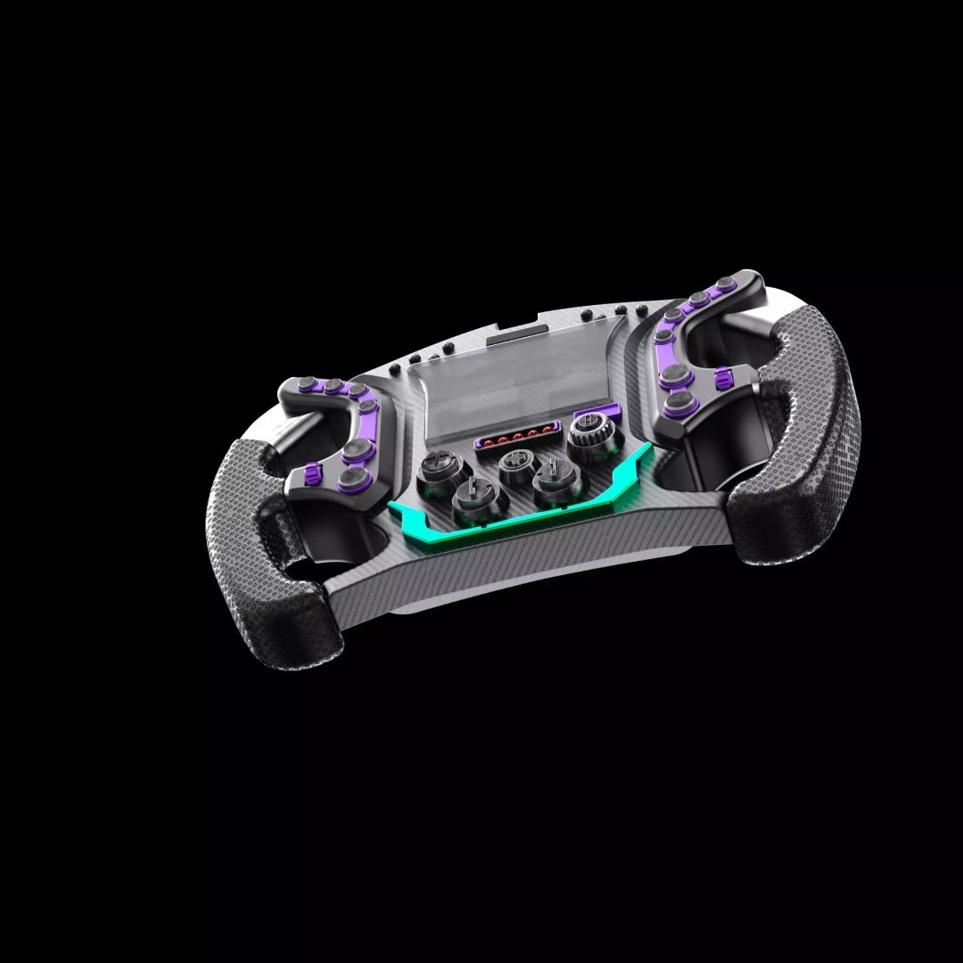 Racing Steering Wheel 3D Model – Modern Design, PBR Textures, FBX - View 8