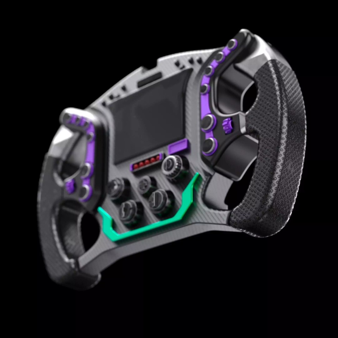 Racing Steering Wheel 3D Model – Modern Design, PBR Textures, FBX - View 9