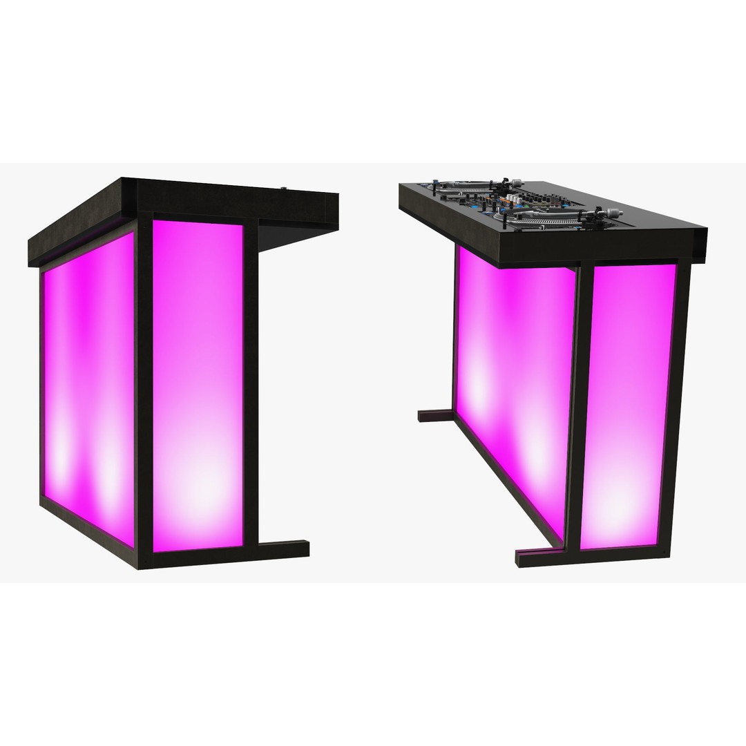 DJ Console 3D Model – Modern Mixer with Purple Lighting, PBR Textures - View 11