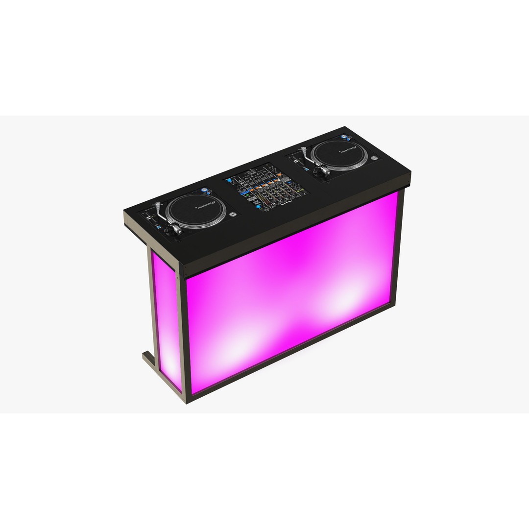 DJ Console 3D Model – Modern Mixer with Purple Lighting, PBR Textures - View 12