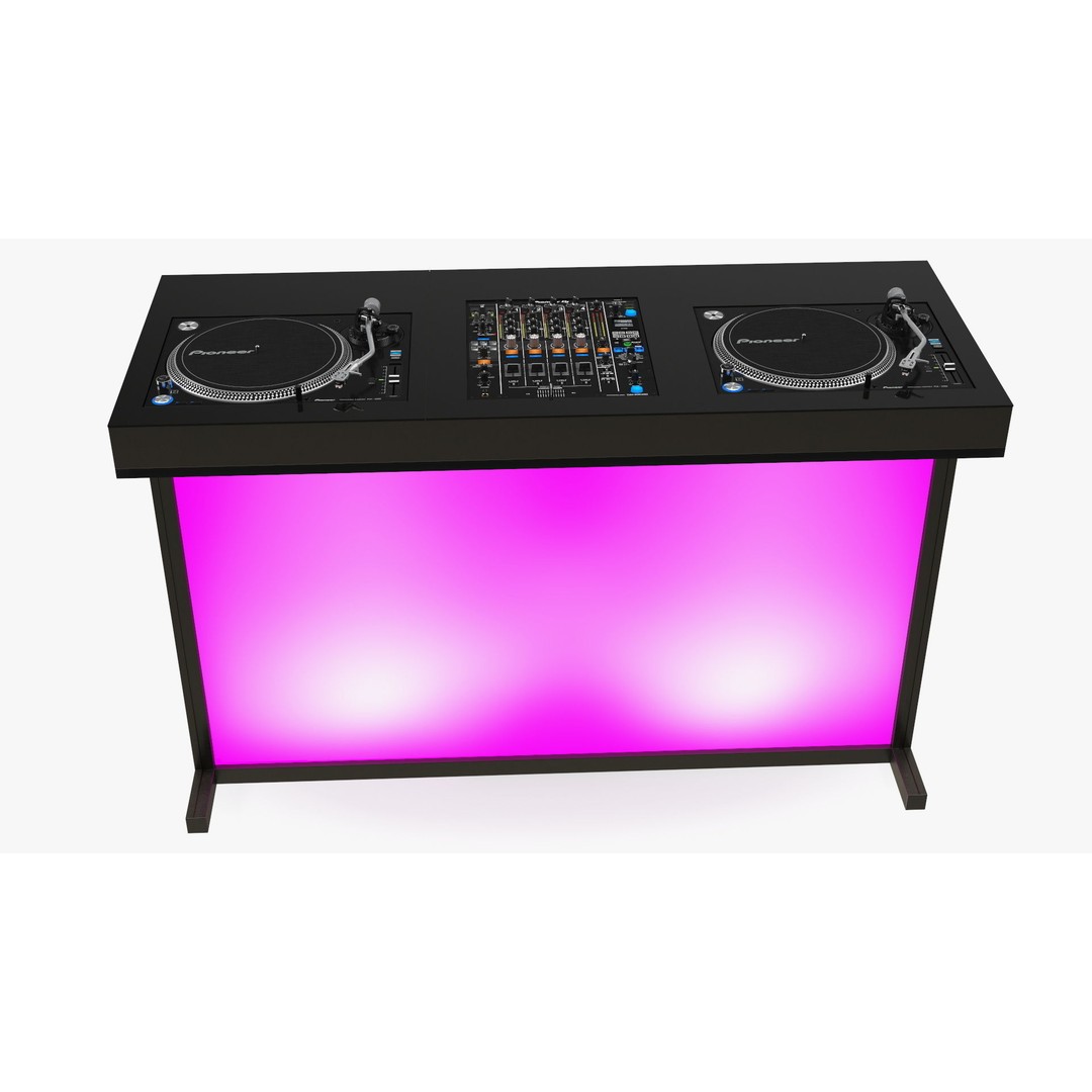 DJ Console 3D Model – Modern Mixer with Purple Lighting, PBR Textures - View 14