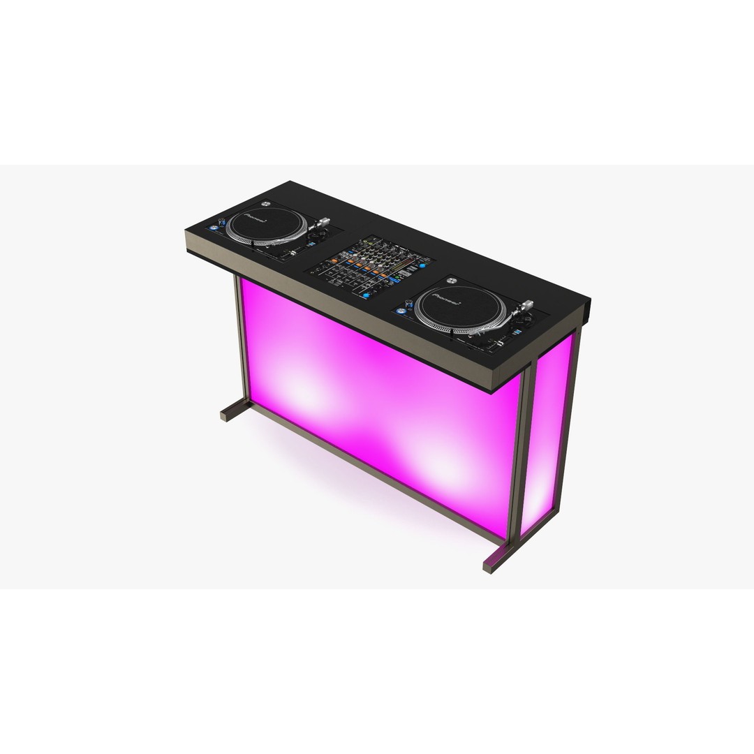 DJ Console 3D Model – Modern Mixer with Purple Lighting, PBR Textures - View 2
