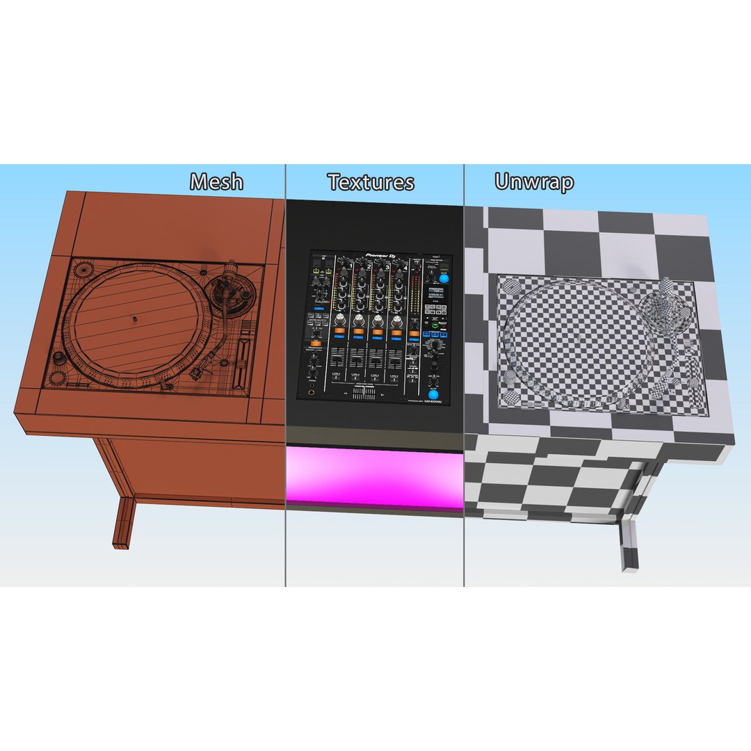 DJ Console 3D Model – Modern Mixer with Purple Lighting, PBR Textures - View 21