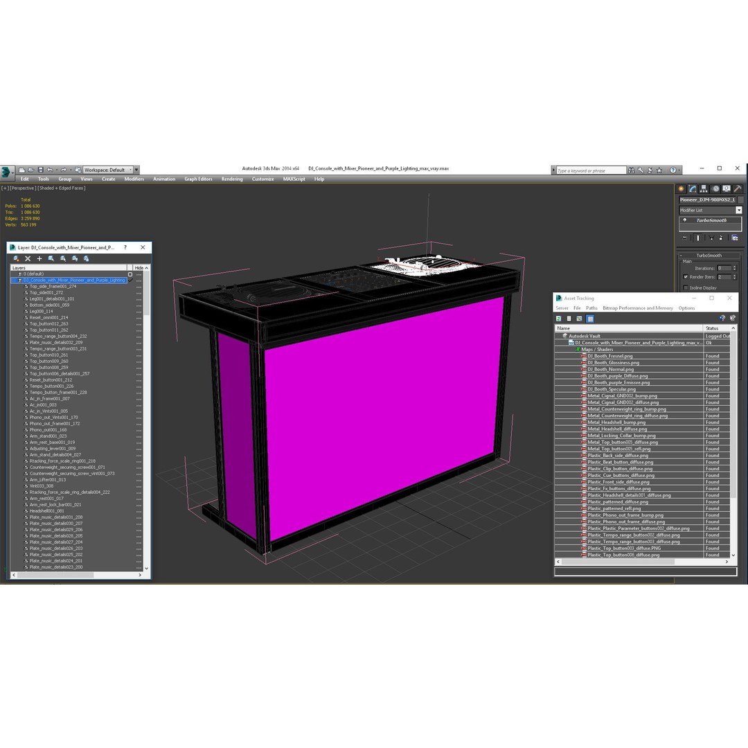DJ Console 3D Model – Modern Mixer with Purple Lighting, PBR Textures - View 26