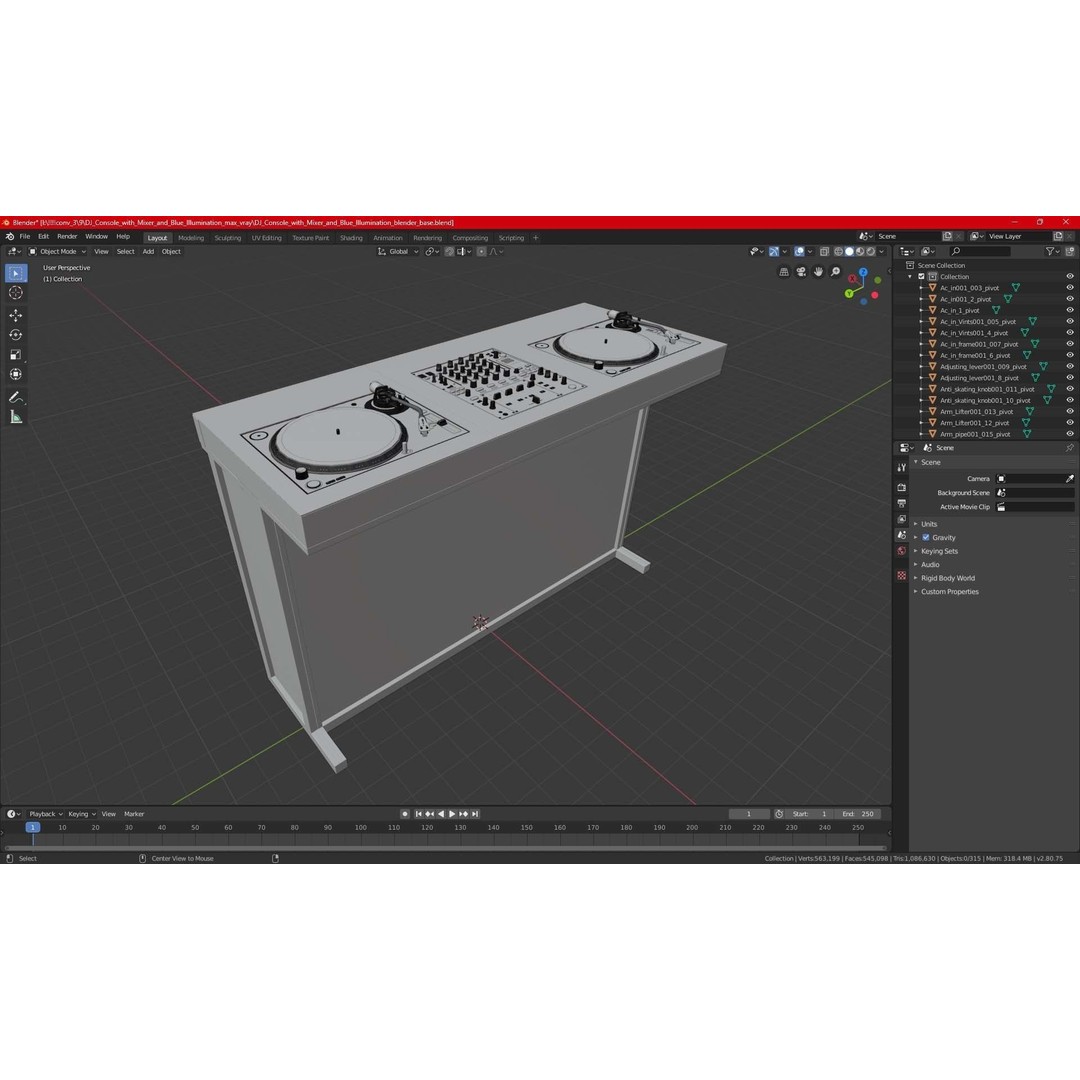 DJ Console 3D Model – Modern Mixer with Purple Lighting, PBR Textures - View 29
