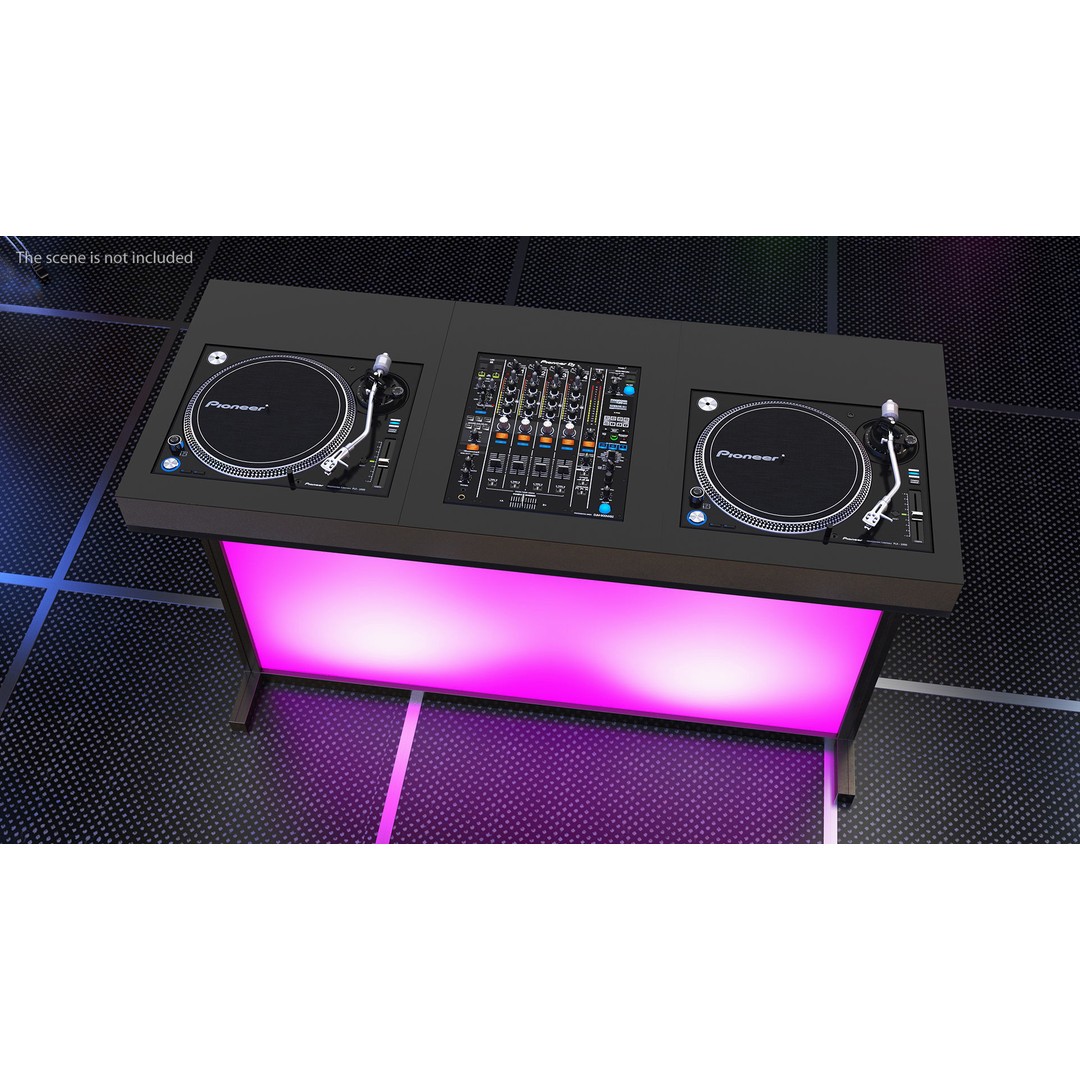 DJ Console 3D Model – Modern Mixer with Purple Lighting, PBR Textures - View 3
