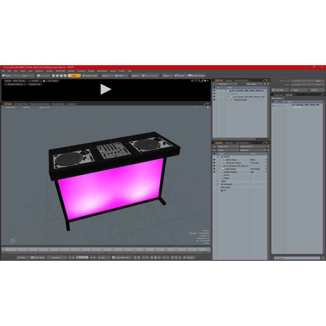 DJ Console 3D Model – Modern Mixer with Purple Lighting, PBR Textures - View 30