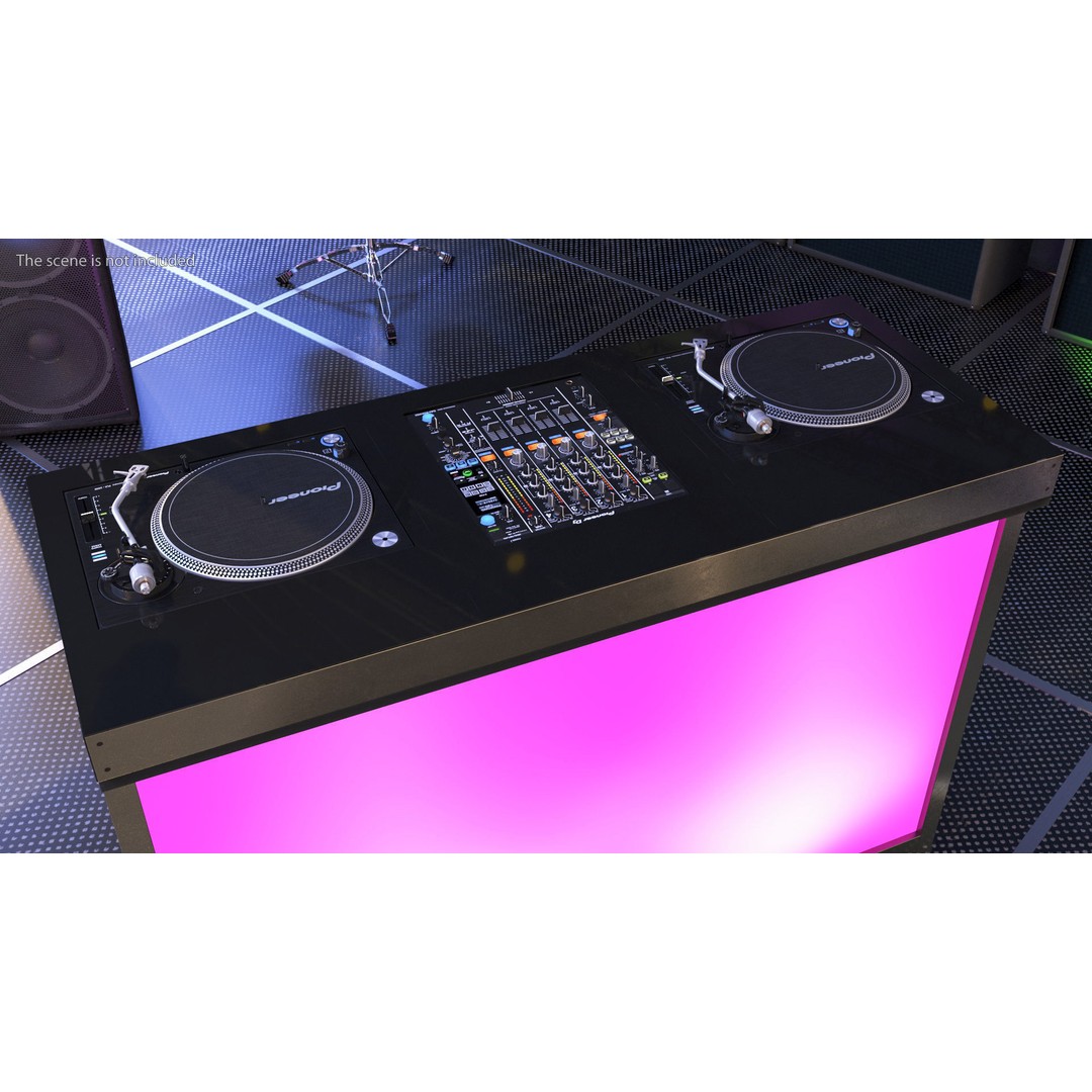 DJ Console 3D Model – Modern Mixer with Purple Lighting, PBR Textures - View 7