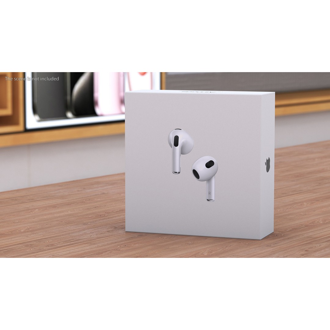 Box AirPods 3D Model – High Quality Cardboard Packaging, FBX - View 3