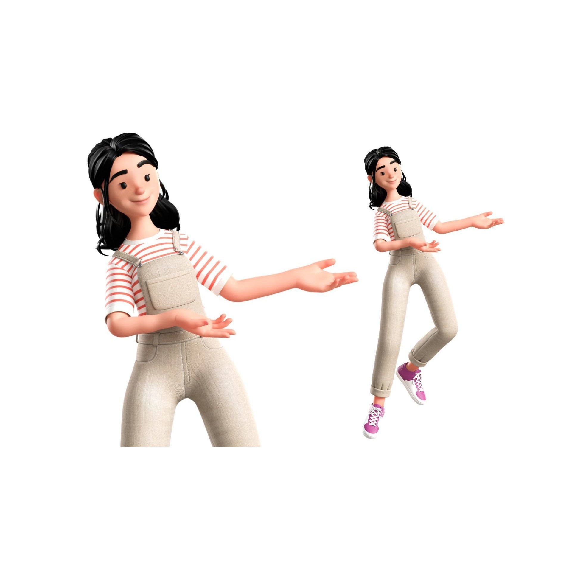 Cartoon Designer Girl - Game-Ready 3D Model