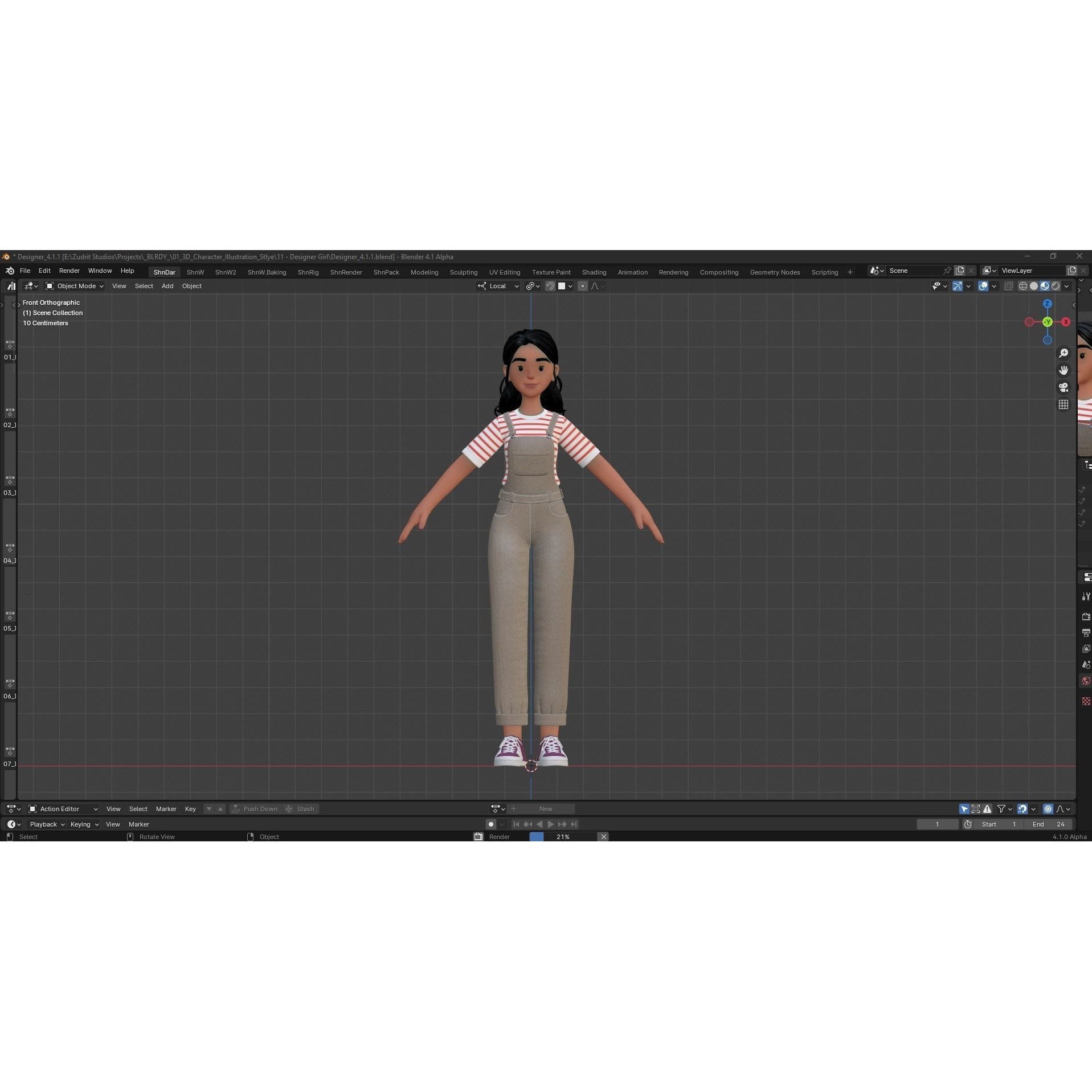 Cartoon Designer Girl - Game-Ready 3D Model - View 10