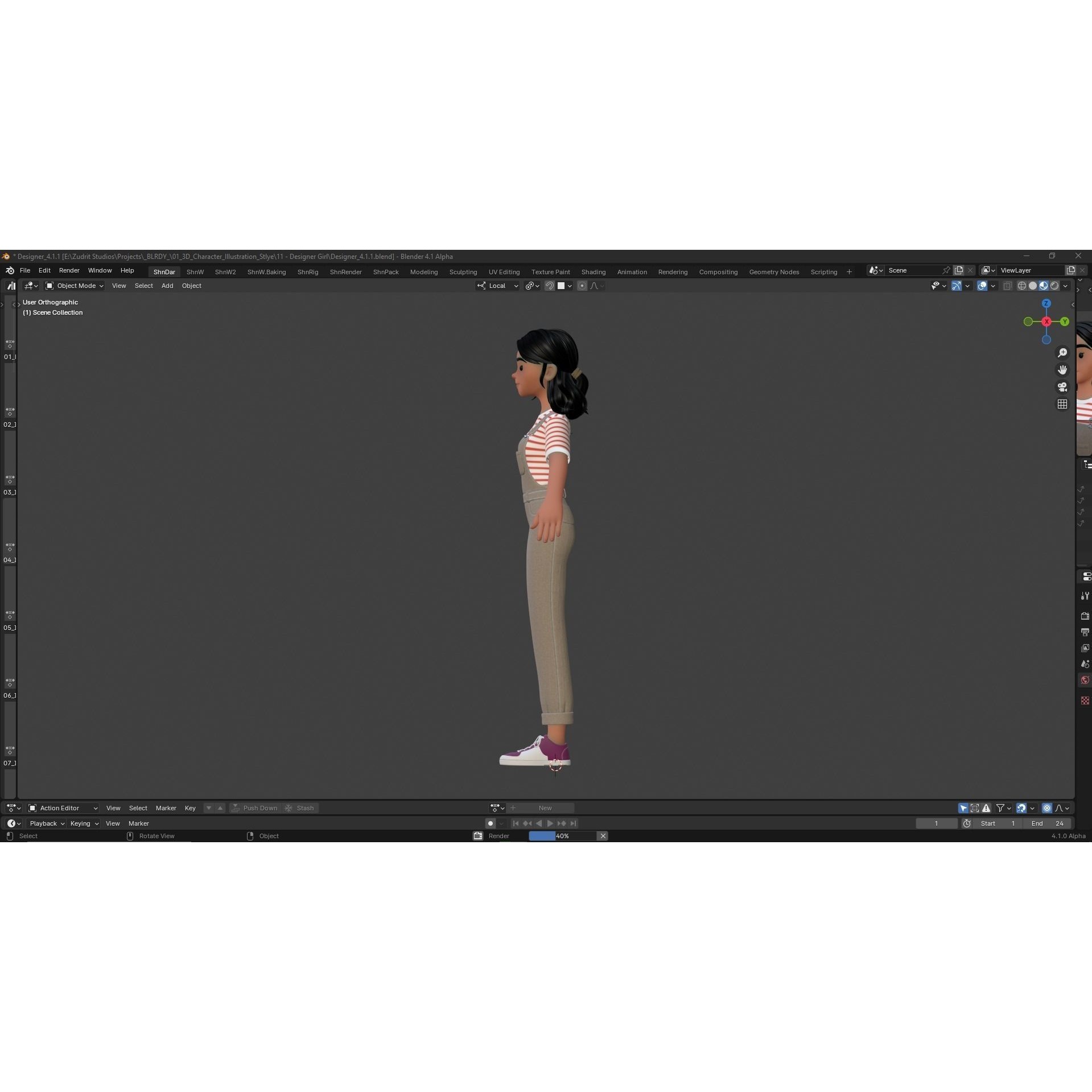 Cartoon Designer Girl - Game-Ready 3D Model - View 12