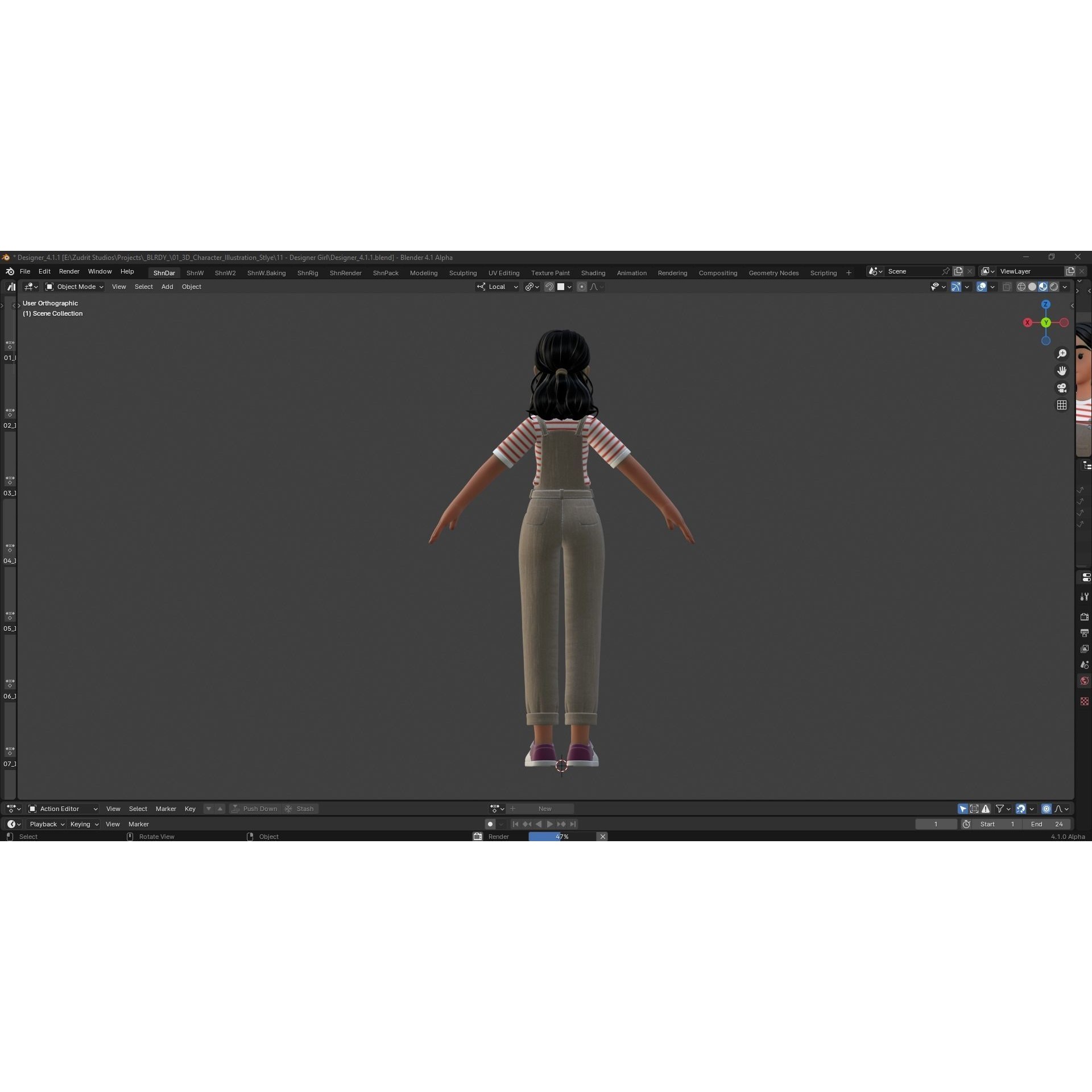 Cartoon Designer Girl - Game-Ready 3D Model - View 13