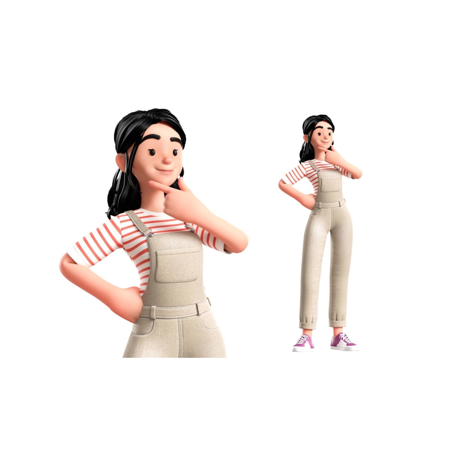 Cartoon Designer Girl - Game-Ready 3D Model - View 14