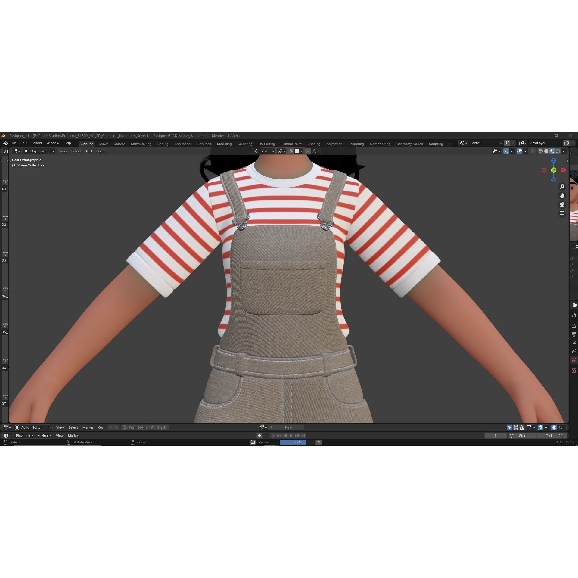 Cartoon Designer Girl - Game-Ready 3D Model - View 16