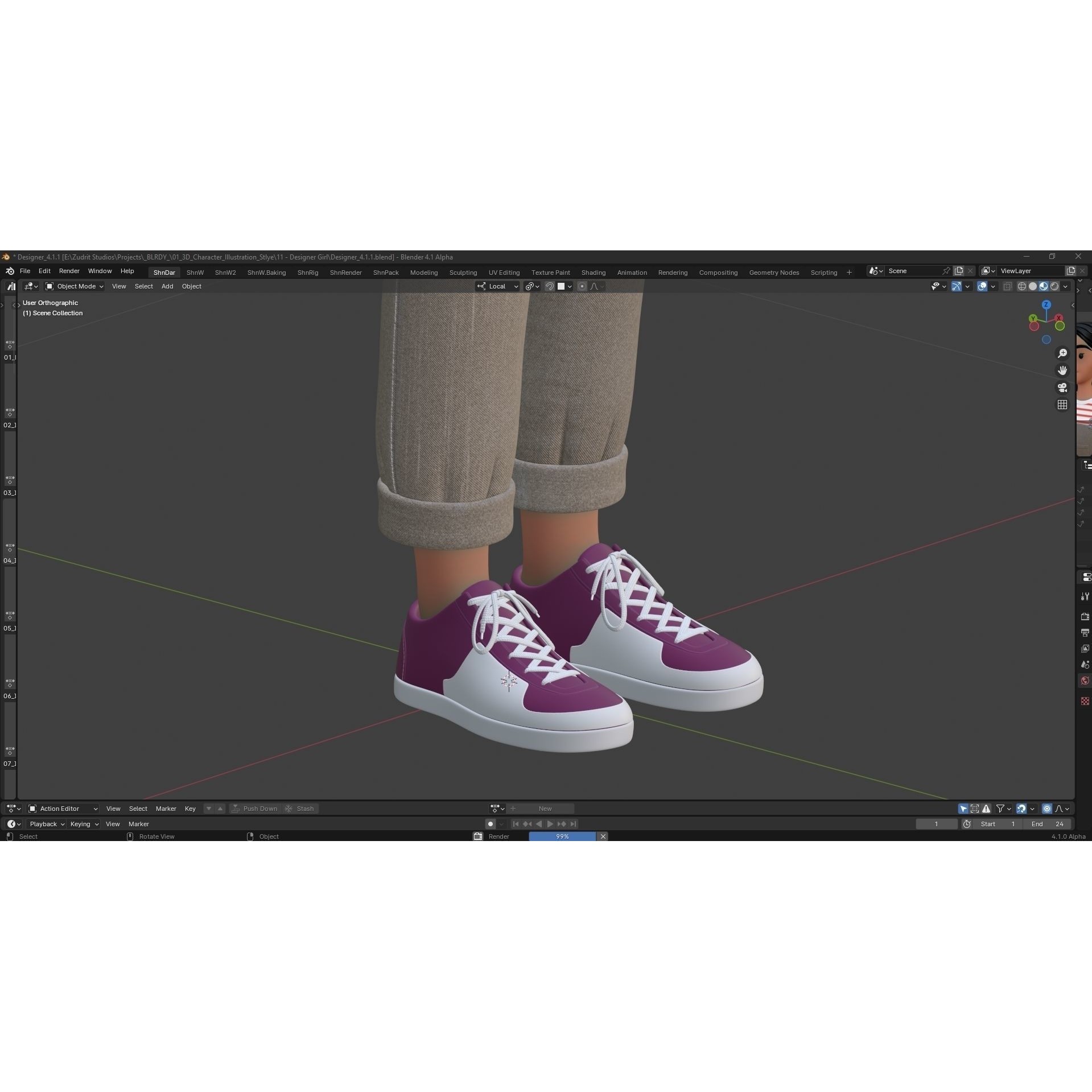 Cartoon Designer Girl - Game-Ready 3D Model - View 17