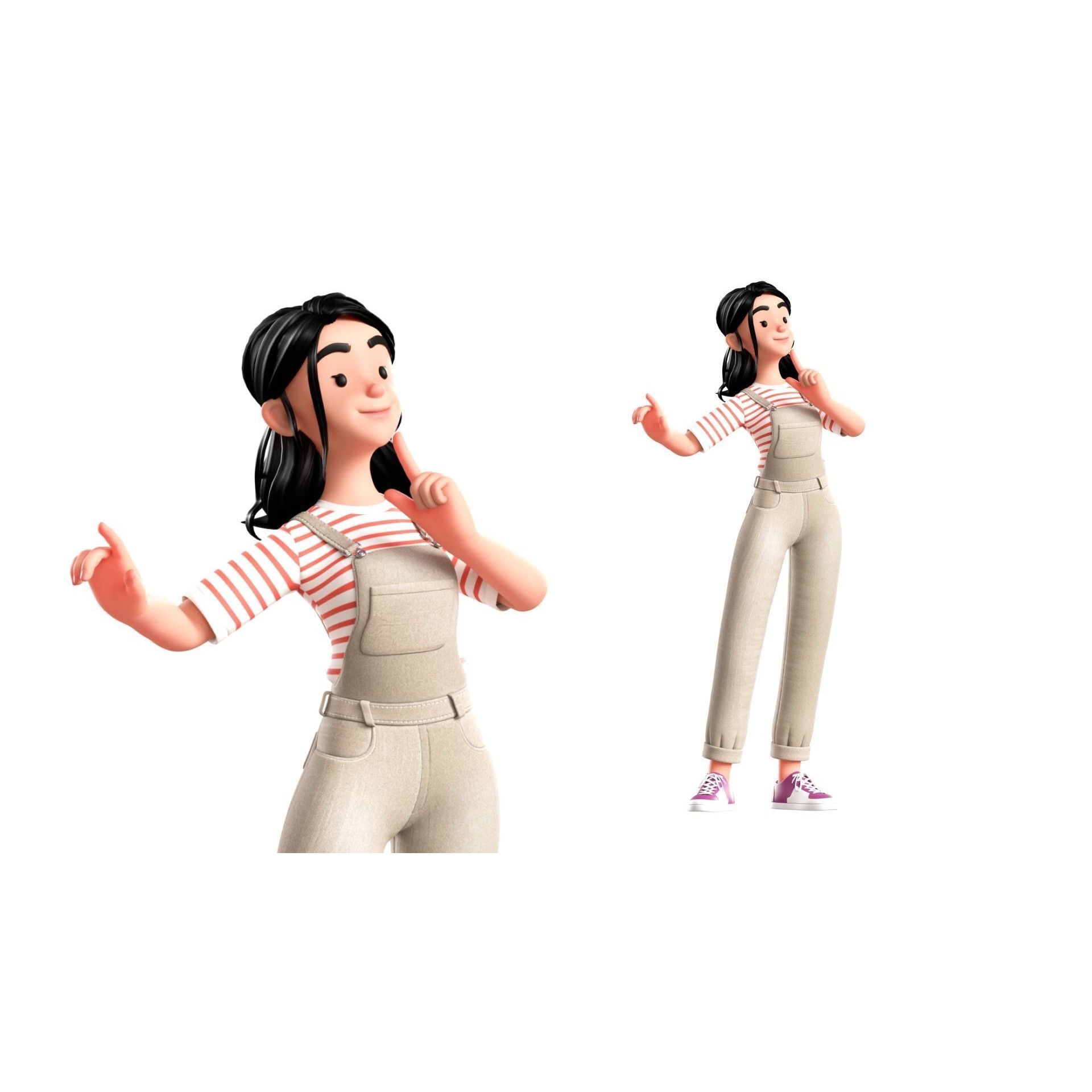 Cartoon Designer Girl - Game-Ready 3D Model - View 18