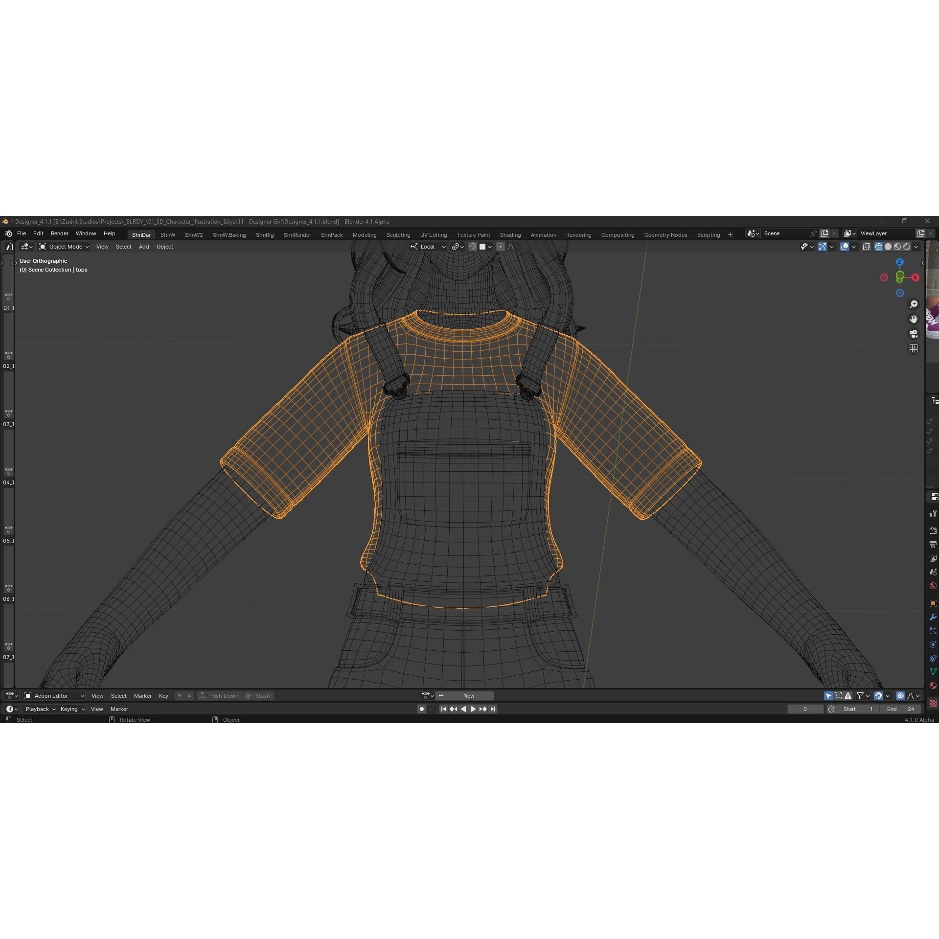 Cartoon Designer Girl - Game-Ready 3D Model - View 22