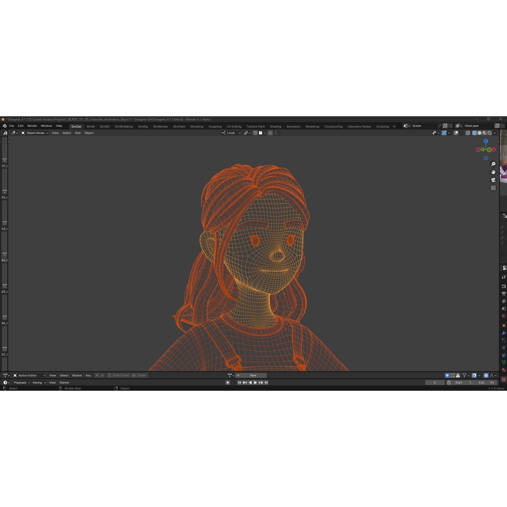 Cartoon Designer Girl - Game-Ready 3D Model - View 25