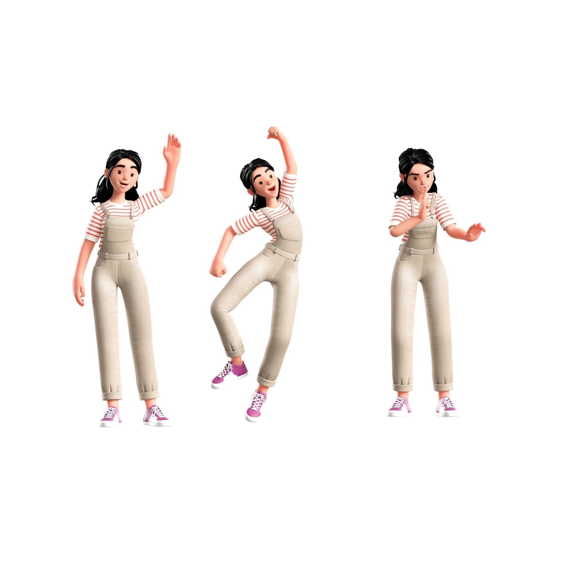 Cartoon Designer Girl - Game-Ready 3D Model - View 27