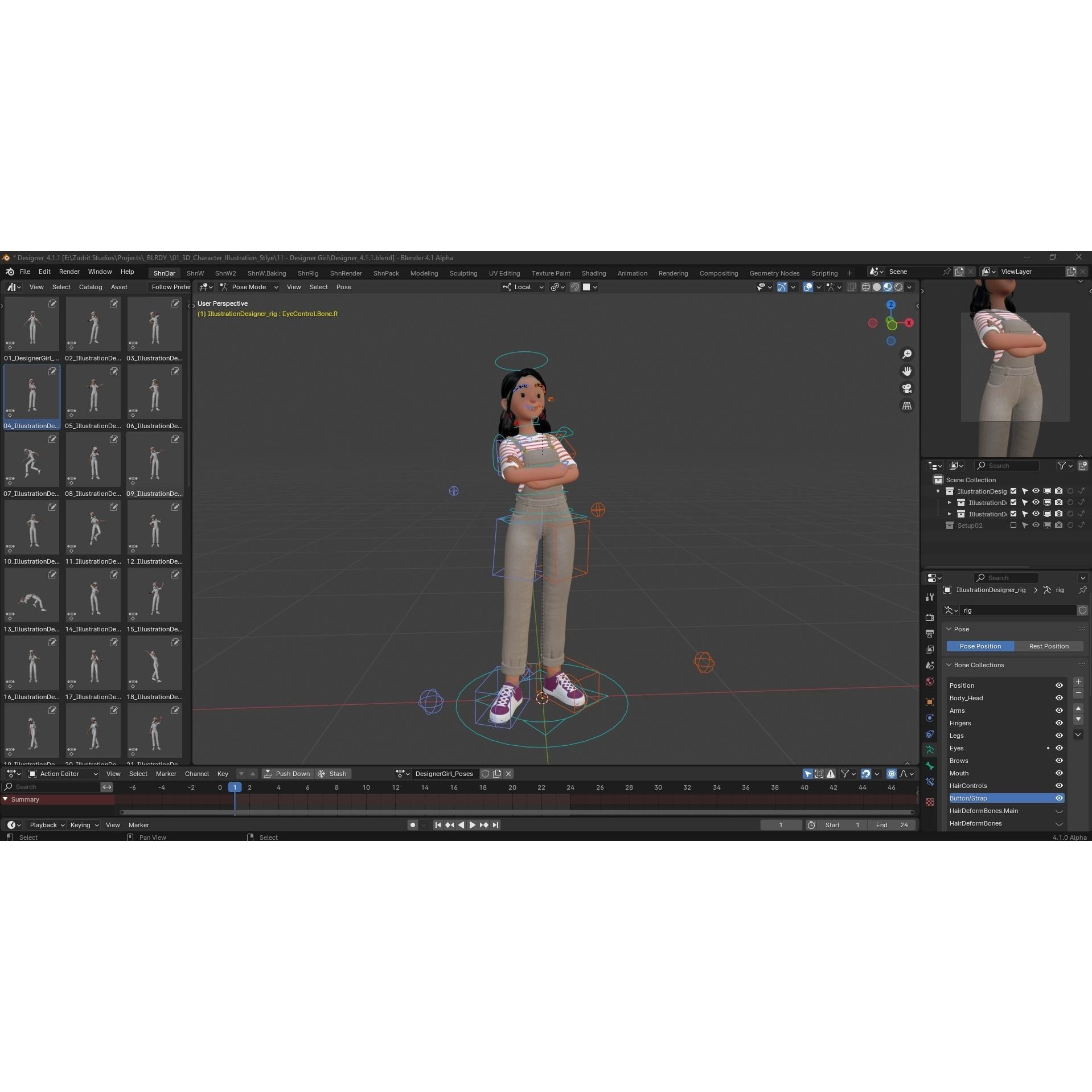 Cartoon Designer Girl - Game-Ready 3D Model - View 29