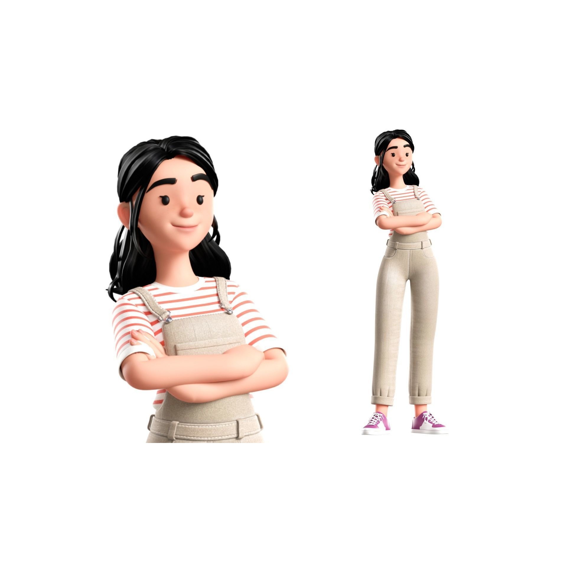 Cartoon Designer Girl - Game-Ready 3D Model - View 4