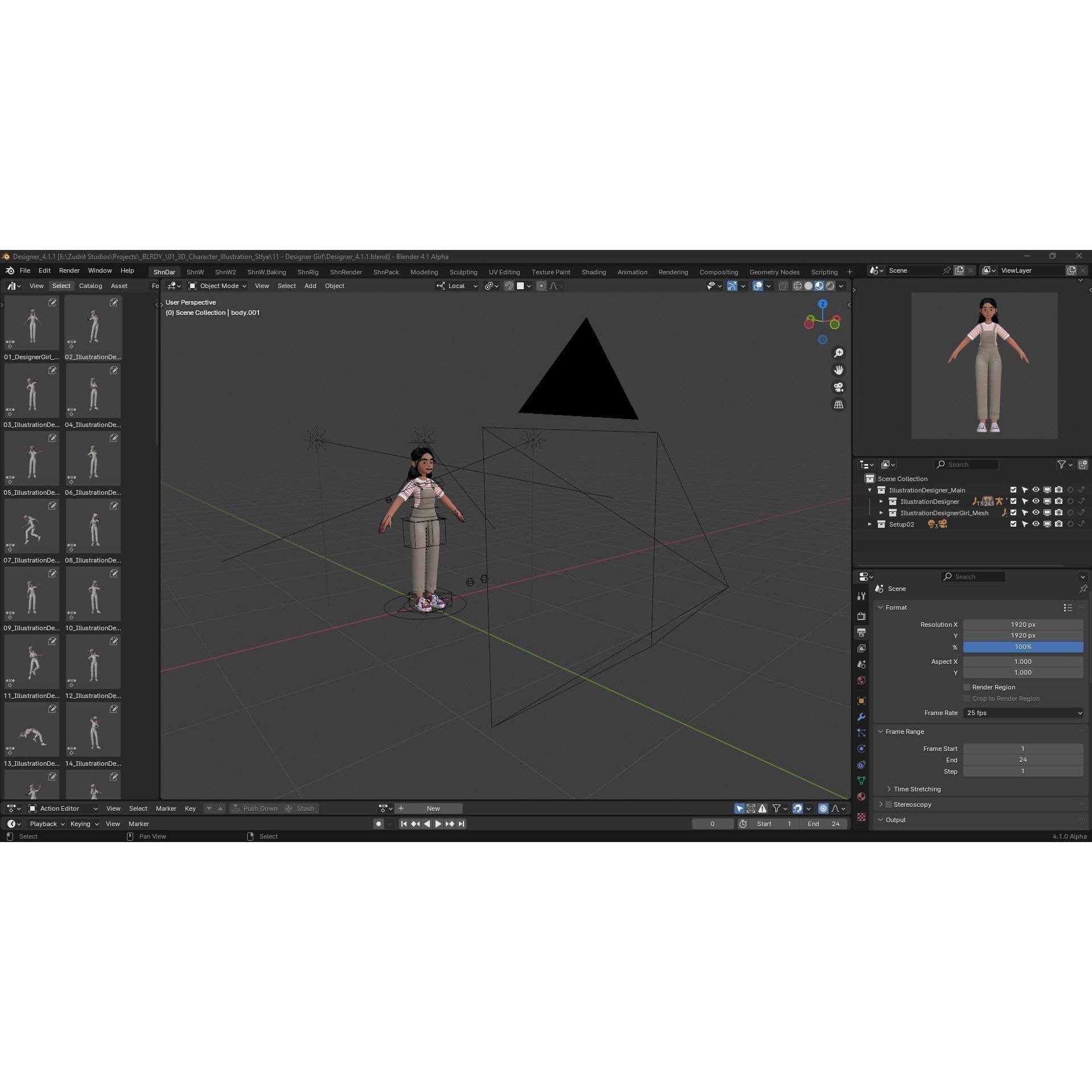 Cartoon Designer Girl - Game-Ready 3D Model - View 5